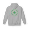 This plant lover weed leaf hoodie features a bold weed leaf design with 'Plant Lover' written around it, all in a green color same as the weed leaf itself.