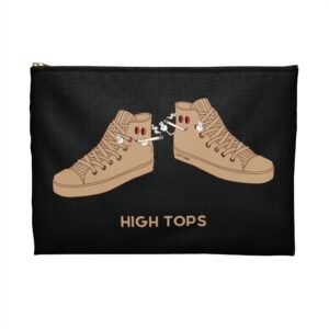 13323228749848271131_2048.jpeg This high tops Accessory Pouch features two tan high tops smoking joints with 'High Tops' written below in same color tan