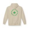 This plant lover weed leaf hoodie features a bold weed leaf design with 'Plant Lover' written around it, all in a green color same as the weed leaf itself.