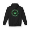 This plant lover weed leaf hoodie features a bold weed leaf design with 'Plant Lover' written around it, all in a green color same as the weed leaf itself.