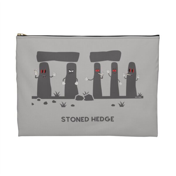 This stoned hedge pouch features the grey rocks smoking joints.