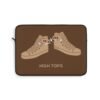 This high tops laptop sleeve features two high tops smoking joints with 'High Tops' written below in same color tan