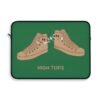 This high tops laptop sleeve features two high tops smoking joints with 'High Tops' written below in same color tan