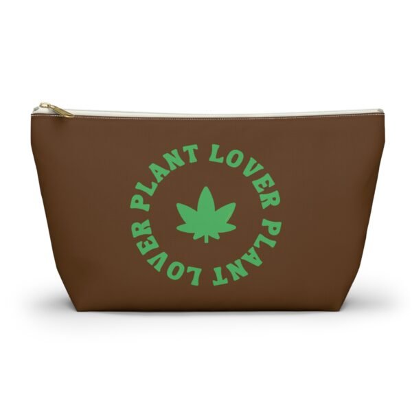 Front - 2025-11-25T220803.661 This plant lover weed leaf pouch t-bottom features a bold weed leaf design with 'Plant Lover' written around it, all in a green color same as the weed leaf itself. Weed Leaf pouch t-bottom is black