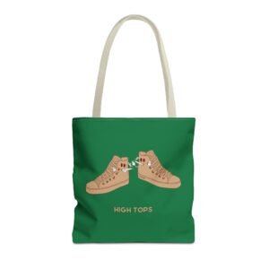 This high tops tote bag features two high tops smoking joints with 'High Tops' written below in same color tan