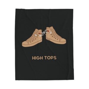 Front, 50_ × 60_ (3) This high tops blanket features two tan high tops smoking joints with 'High Tops' written below in same color tan