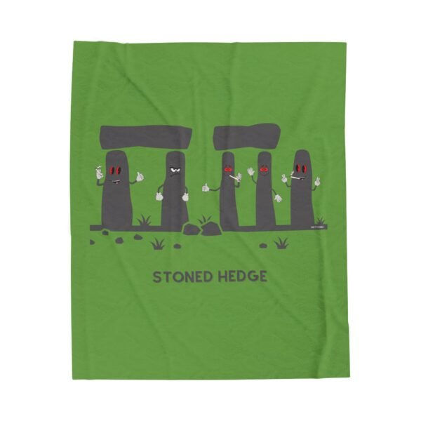 This soft stoned hedge blanket features the grey rocks smoking joints.