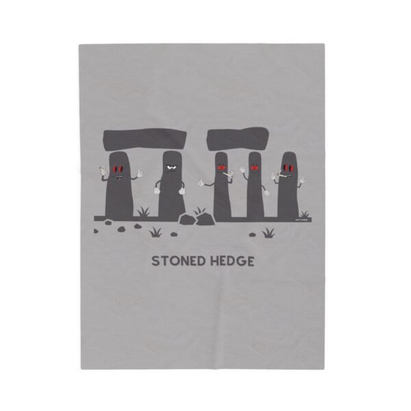 This soft stoned hedge blanket features the grey rocks smoking joints.