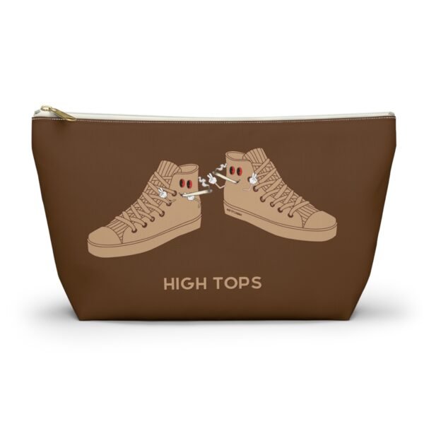 This high tops Accessory Pouch T-Bottom features two tan high tops smoking joints with 'High Tops' written below in same color tan