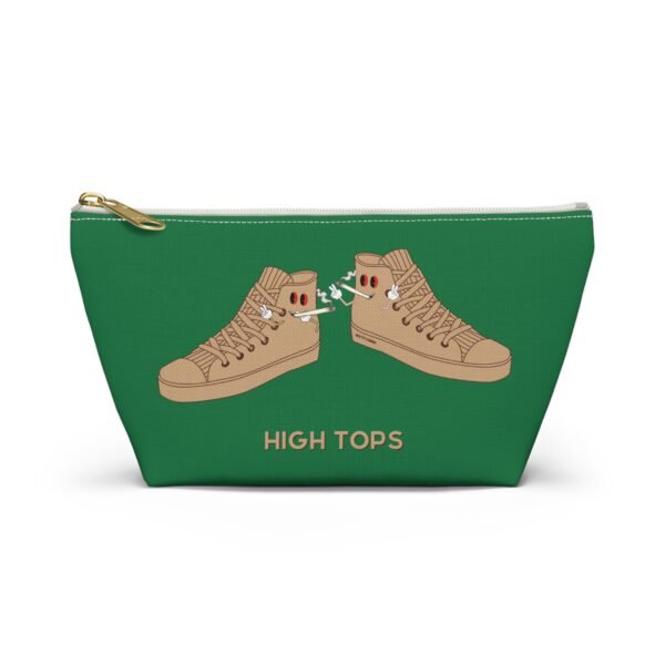 This high tops Accessory Pouch T-Bottom features two tan high tops smoking joints with 'High Tops' written below in same color tan