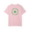 This plant lover weed leaf t-shirt features a bold weed leaf design with 'Plant Lover' written around it, all in a green color same as the weed leaf itself.