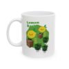 12253390932070988887_2048.jpeg This Lemon Kush Mug features two weed leaves two lemons standing on boxes squirting lemon juice on weed plants like they are peeing on them. "Lemon Kush is written above the lemons with a green background.