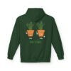 This high thymes hoodie features two thyme plants smoking joints with 'High Thymes' written below in green