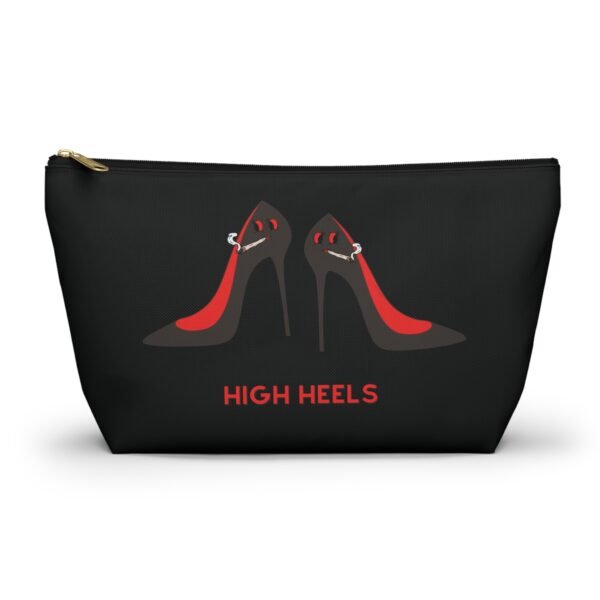This high heels Accessory Pouch T-Bag features two grey high heels smoking joints with 'High Heels' written below in red.