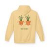 This high thymes hoodie features two thyme plants smoking joints with 'High Thymes' written below in green
