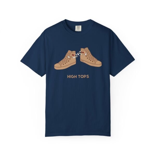 This high tops t-shirt features two tan high tops smoking joints with 'High Tops' written below in same color tan