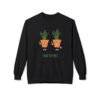 This high thymes sweatshirt features two thyme plants smoking joints with 'High Thymes' written below in green