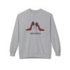 This high heels sweatshirt features two grey high heels smoking joints with 'High Heels' written below in same color grey black as the shoes