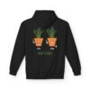 This high thymes hoodie features two thyme plants smoking joints with 'High Thymes' written below in green