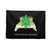 15914063334449189846_2048.jpeg This how hybrids are made accessory pouch features two weed leaves laying in bed on top of each other with "How Hybrids Are Made" written below