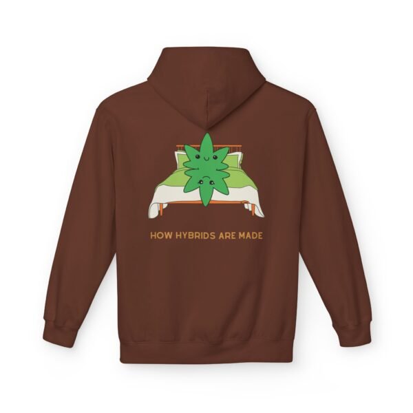 This how hybrids are made hoodie features two weed leaves laying in bed on top of each other with "How Hybrids Are Made" written below