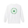 This plant lover weed leaf sweatshirt features a bold weed leaf design with 'Plant Lover' written around it, all in a green color same as the weed leaf itself.