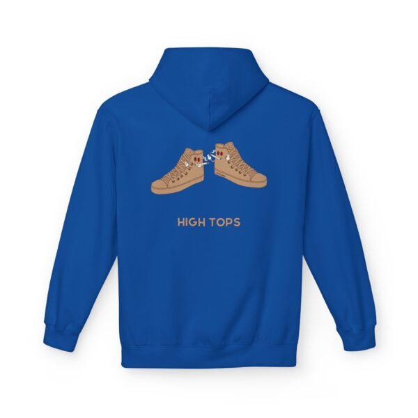 This high tops hoodie features tan high top shoes smoking joints with high tops written under it.