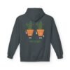 This high thymes hoodie features two thyme plants smoking joints with 'High Thymes' written below in green