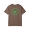 This plant lover weed leaf t-shirt features a bold weed leaf design with 'Plant Lover' written around it, all in a green color same as the weed leaf itself.