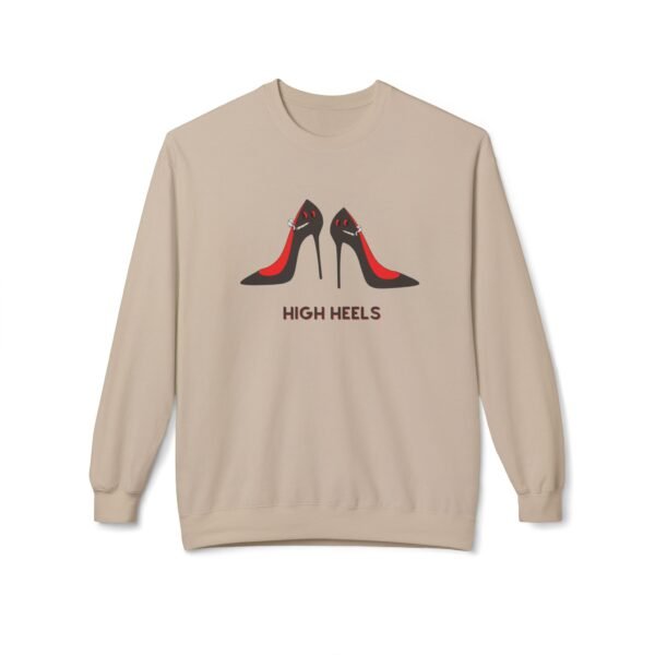 This high heels sweatshirt features two grey high heels smoking joints with 'High Heels' written below in same color grey black as the shoes