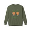 This high thymes sweatshirt features two thyme plants smoking joints with 'High Thymes' written below in green