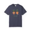 This high thymes t -shirt features two thyme plants smoking joints with 'High Thymes' written below in green