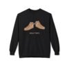 This high tops crewneck sweatshirt features two tan high tops smoking joints with 'High Tops' written below in same color tan