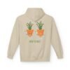 This high thymes hoodie features two thyme plants smoking joints with 'High Thymes' written below in green