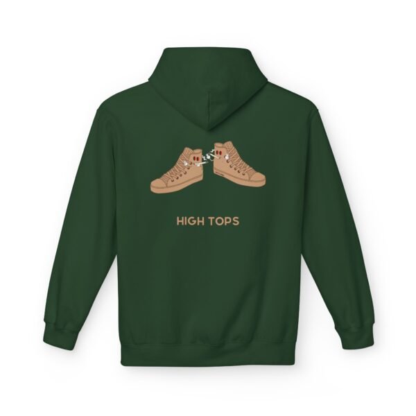 This high tops hoodie features tan high top shoes smoking joints with high tops written under it.
