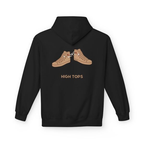 This high tops hoodie features tan high top shoes smoking joints with high tops written under it.