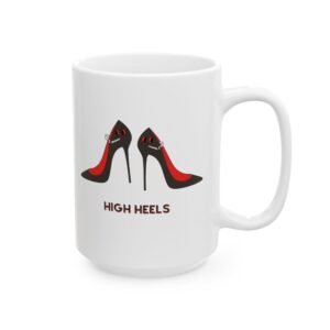 3247465062042204233_2048.jpeg This high heels mug features two grey high heels smoking joints with 'High Heels' written below in red.