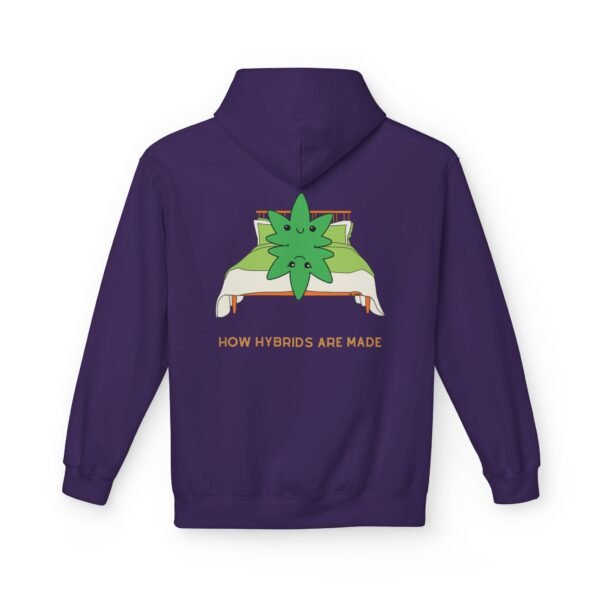 This how hybrids are made hoodie features two weed leaves laying in bed on top of each other with "How Hybrids Are Made" written below