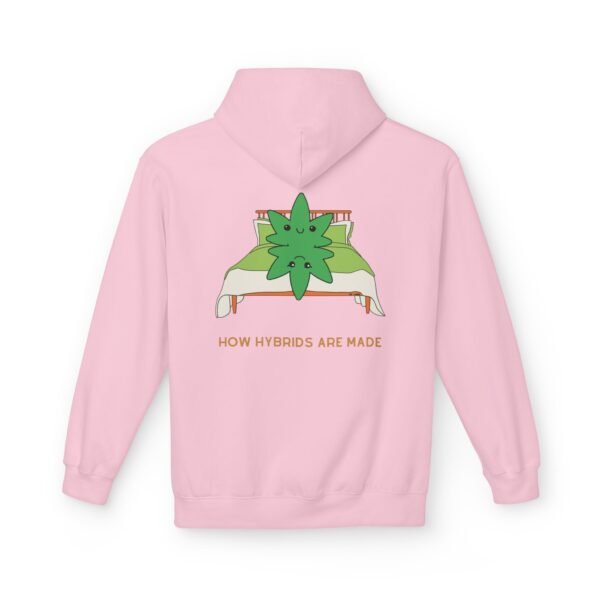 This how hybrids are made hoodie features two weed leaves laying in bed on top of each other with "How Hybrids Are Made" written below