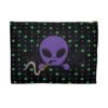 Purple Alien Portal Accessory Pouch features a purple alien popping out of a black hole smoking a blunt. weed pattern behind alien