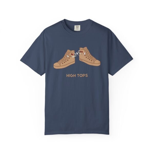 This high tops t-shirt features two tan high tops smoking joints with 'High Tops' written below in same color tan
