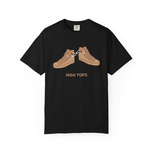 This high tops t-shirt features two tan high tops smoking joints with 'High Tops' written below in same color tan