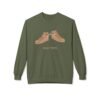 This high tops crewneck sweatshirt features two tan high tops smoking joints with 'High Tops' written below in same color tan