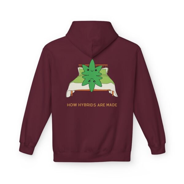 This how hybrids are made hoodie features two weed leaves laying in bed on top of each other with "How Hybrids Are Made" written below