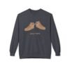 This high tops crewneck sweatshirt features two tan high tops smoking joints with 'High Tops' written below in same color tan