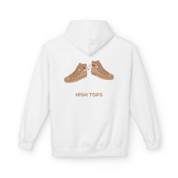This high tops hoodie features tan high top shoes smoking joints with high tops written under it.