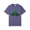 744065503759730681_2048.jpeg Green Alien Portal T-Shirt features a green alien popping out of a black hole smoking a blunt. weed pattern behind alien