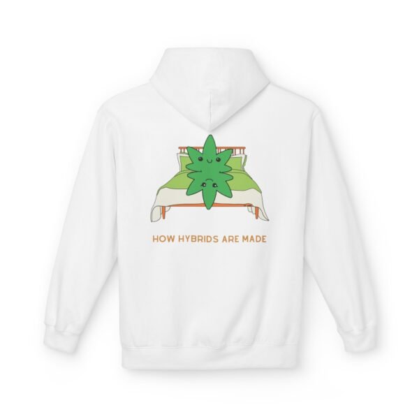 This how hybrids are made hoodie features two weed leaves laying in bed on top of each other with "How Hybrids Are Made" written below
