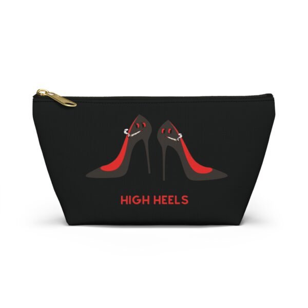 This high heels Accessory Pouch T-Bag features two grey high heels smoking joints with 'High Heels' written below in red.