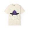 7910602146051346979_2048.jpeg Purple Alien Portal T-shirt features a purple alien popping out of a black hole smoking a blunt. weed pattern behind alien